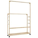 vidaXL Porte-vêtements et étagères et roulettes 90x35x155 cm bambou