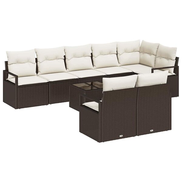 vidaXL Ensemble de canapé de jardin 9 Pièces Marron Poly rotin