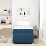 vidaXL Cadre de lit avec matelas Bleu 91 x 200 cm tissu