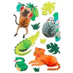 10 stickers 3D animaux de la jungle 6 cm
