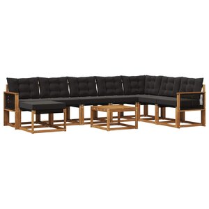 vidaXL Ensemble de canapés d'extérieur 9 Pièces Naturel et noir