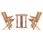 vidaXL Mobilier à dîner d'extérieur pliable 5 Pièces Bois solide de teck