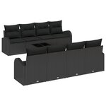vidaXL Ensemble de Canapé de Jardin 9 Pièces avec Coussins Noirs en Rattan