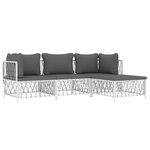 Salon de jardin meuble d'extérieur ensemble de mobilier 4 pièces avec coussins blanc acier 02_0016084