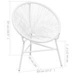 vidaXL Chaise de jardin en corde forme de lune résine tressée blanc