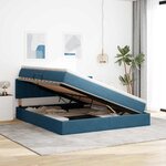 vidaXL Lit de Rangement avec matelas Bleu foncé 160 x 200 cm Velours