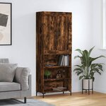 vidaXL Buffet haut Chêne fumé 69 5x34x180 cm Bois d'ingénierie