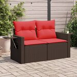 vidaXL Canapé de jardin avec coussins 2 places en résine tressée marron