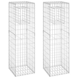 vidaXL Poteaux à panier de gabion 2 Pièces 40x40x140 cm Fer