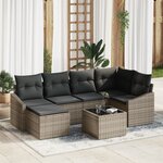 vidaXL Ensemble de salle à manger de jardin 6 pièces avec coussins en poly rattan noir