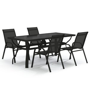vidaXL Ensemble à manger de jardin 5 Pièces Noir