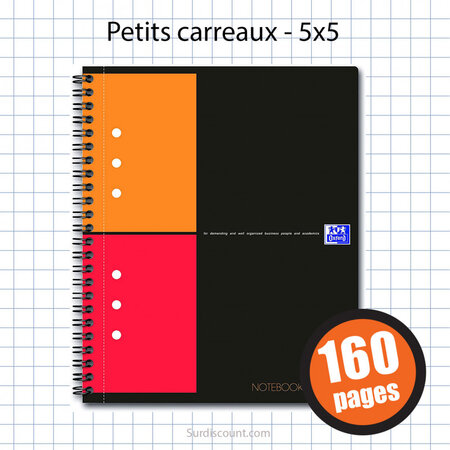 Bloc notebook 230x297 a4+ petits carreaux 5x5 160p oxford
