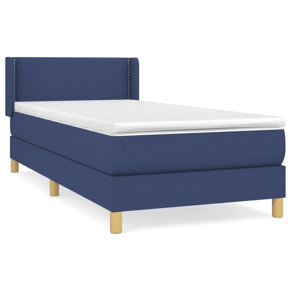 vidaXL Sommier à lattes de lit avec matelas Bleu 100x200 cm Tissu