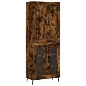 vidaXL Buffet haut Chêne fumé 69 5x34x180 cm Bois d'ingénierie