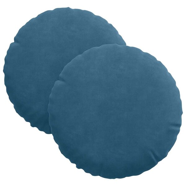 vidaXL Coussins de siège 2 Pièces Bleu Ø 40 x 13 cm Velours