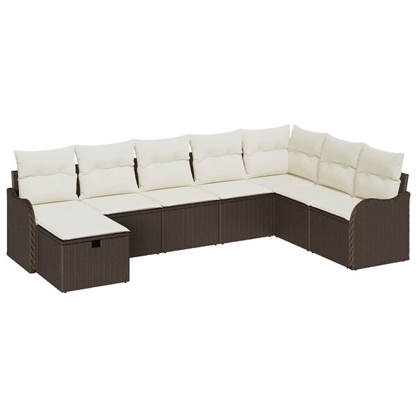vidaXL Ensemble de canapé de jardin 8 Pièces Marron Poly rotin