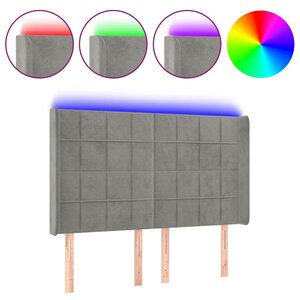 vidaXL Tête de lit à LED Gris clair 147x16x118/128 cm Velours