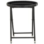 vidaXL Table à thé Noir 60 cm Résine tressée et verre trempé