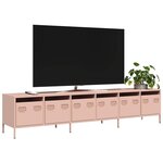 vidaXL Meuble TV rose 202x39x43 5 cm acier laminé à froid