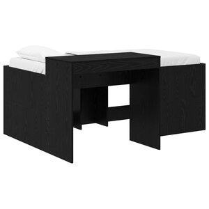 vidaXL Lit haut pour enfants avec bureau Noir Bois d'ingénierie