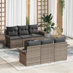 vidaXL Ensemble de canapé de jardin 7 Pièces Gris 55 x 55 x 37 cm