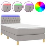 vidaXL Sommier à lattes de lit matelas LED Gris clair 100x200 cm Tissu