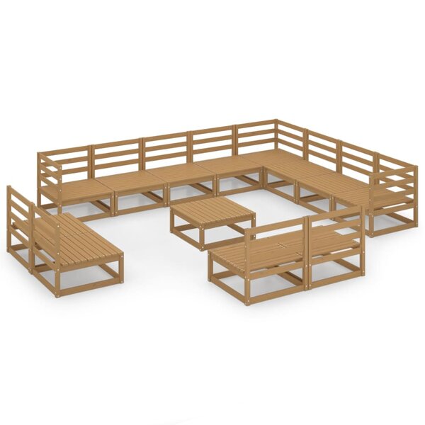 vidaXL Salon de jardin 13 Pièces marron miel bois de pin massif