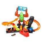 Hot Wheels - Coffret Attaque du Gorille Toxique, lumieres et sons, 1 voiture 1/64e incluse - Circuit / Petite Voiture - Des 5 ans