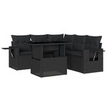 vidaXL Salon de jardin 6 Pièces avec coussins noir résine tressée