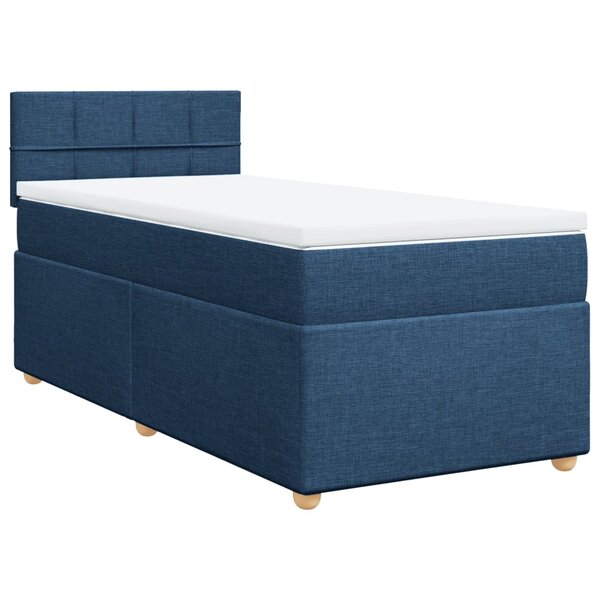 vidaXL Sommier à lattes de lit avec matelas Bleu 90x200 cm Tissu