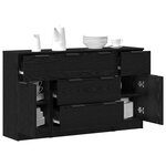 vidaXL Buffet 3 Pièces Chêne noir 121 x 30 x 70 cm Bois d'ingénierie