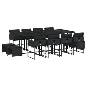 vidaXL Ensemble à manger de jardin 13 Pièces coussins noir résine tressée