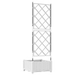 vidaXL Jardinière avec treillis blanche 40x40x125 5 cm