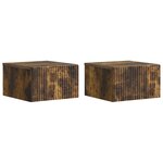 vidaXL Cabinet de chevet mural 2 Pièces Chêne fumé 33 x 34 5 x 20 cm