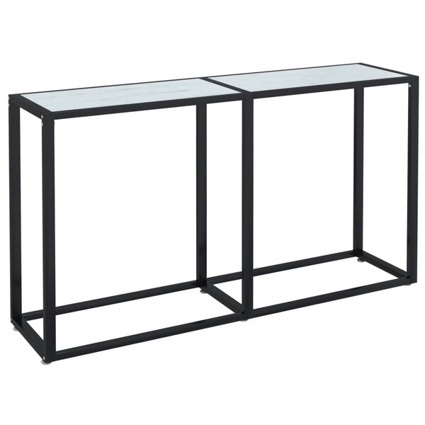 vidaXL Table console Marbre blanc 140x35x75 5 cm Verre trempé