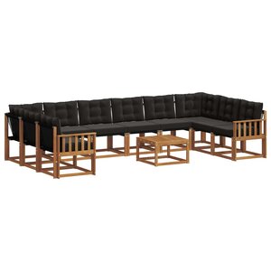 vidaXL Ensemble de canapés d'extérieur 11 Pièces Naturel et Noir