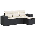 vidaXL Salon de jardin 4 Pièces avec coussins noir résine tressée