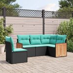 vidaXL Salon de jardin 5 Pièces avec coussins noir résine tressée