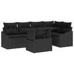 vidaXL Ensemble de Canapés de Jardin 6 Pièces avec Coussins en Rattan Noir
