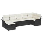 vidaXL Ensemble de canapé de jardin avec coussin 7 Pièces Noir Poly rotin