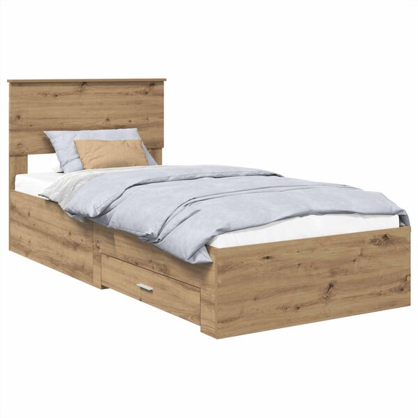 vidaXL Cadre de lit Chêne artisanal 100 x 200 cm Bois d'ingénierie