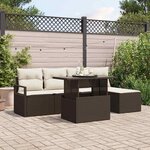 vidaXL Ensemble de canapé de jardin 6 Pièces Marron Poly rotin