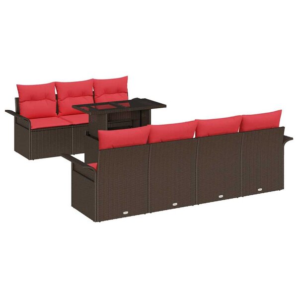 vidaXL Ensemble de canapé de jardin 8 Pièces Marron Poly rotin