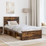 vidaXL Cadre de lit Chêne fumé 90 x 200 cm Bois d'ingénierie