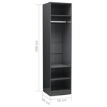 vidaXL Garde-robe Gris brillant 50 x 50 x 200 cm Aggloméré