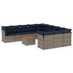 vidaXL Salon de jardin avec coussins 12 Pièces gris résine tressée