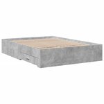 vidaXL Cadre de lit avec tiroirs sans matelas gris béton 140x190 cm