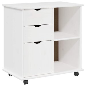 vidaXL Cabinet roulant 63 5 x 39 x 65 5 cm Bois de Pin Massif Blanc