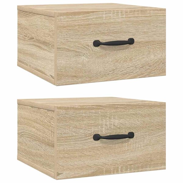vidaXL Tables de chevet murales 2 Pièces Chêne sonoma 35x35x20 cm