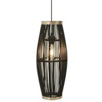 vidaXL Lampe suspendue Noir Osier 40 W 25x62 cm Ovale E27